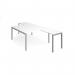 Adapt back to back desks 1400mm x 1600mm with 800mm return desks - silver frame, white top ER14168-S-WH