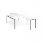 Adapt back to back desks 1400mm x 1600mm with 800mm return desks - silver frame, white top ER14168-S-WH