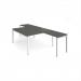 Adapt back to back desks 1400mm x 1600mm with 800mm return desks - white frame, storm grey top ER14168-WH-OG