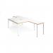 Adapt back to back desks 1400mm x 1600mm with 800mm return desks - white frame, white top with oak edge ER14168-WH-WO