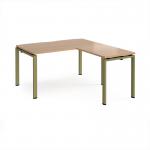 Adapt desk 1400mm x 800mm with 800mm return desk - green frame, beech top ER1488-GN-B