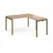 Adapt desk 1400mm x 800mm with 800mm return desk - green frame, beech top ER1488-GN-B