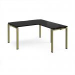Adapt desk 1400mm x 800mm with 800mm return desk - green frame, black top ER1488-GN-BK