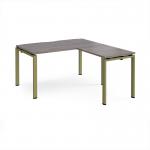 Adapt desk 1400mm x 800mm with 800mm return desk - green frame, grey oak top ER1488-GN-GO