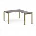 Adapt desk 1400mm x 800mm with 800mm return desk - green frame, grey oak top ER1488-GN-GO