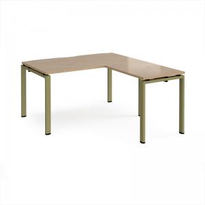 Adapt desk 1400mm x 800mm with 800mm return desk - green frame, kendal