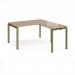 Adapt desk 1400mm x 800mm with 800mm return desk - green frame, kendal oak top ER1488-GN-KO
