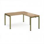 Adapt desk 1400mm x 800mm with 800mm return desk - green frame, oak top ER1488-GN-O