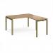 Adapt desk 1400mm x 800mm with 800mm return desk - green frame, oak top ER1488-GN-O