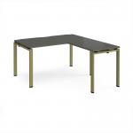 Adapt desk 1400mm x 800mm with 800mm return desk - green frame, storm grey top ER1488-GN-OG
