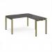 Adapt desk 1400mm x 800mm with 800mm return desk - green frame, storm grey top ER1488-GN-OG