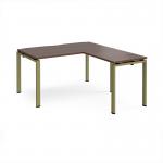 Adapt desk 1400mm x 800mm with 800mm return desk - green frame, walnut top ER1488-GN-W