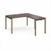 Adapt desk 1400mm x 800mm with 800mm return desk - green frame, walnut top ER1488-GN-W