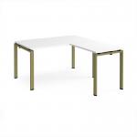 Adapt desk 1400mm x 800mm with 800mm return desk - green frame, white top ER1488-GN-WH