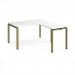 Adapt desk 1400mm x 800mm with 800mm return desk - green frame, white top ER1488-GN-WH