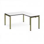 Adapt desk 1400mm x 800mm with 800mm return desk - green frame, white top, black edge ER1488-GN-WK