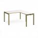 Adapt desk 1400mm x 800mm with 800mm return desk - green frame, white top, oak edge ER1488-GN-WO