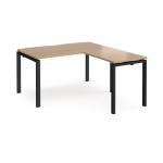 Adapt desk 1400mm x 800mm with 800mm return desk - black frame, beech top ER1488-K-B