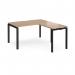 Adapt desk 1400mm x 800mm with 800mm return desk - black frame, beech top ER1488-K-B