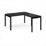 Adapt desk 1400mm x 800mm with 800mm return desk - black frame, black top ER1488-K-BK