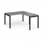 Adapt desk 1400mm x 800mm with 800mm return desk - black frame, grey oak top ER1488-K-GO