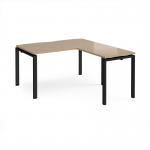 Adapt desk 1400mm x 800mm with 800mm return desk - black frame, kendal oak top ER1488-K-KO