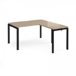 Adapt desk 1400mm x 800mm with 800mm return desk - black frame, kendal