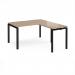 Adapt desk 1400mm x 800mm with 800mm return desk - black frame, kendal oak top ER1488-K-KO