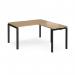 Adapt desk 1400mm x 800mm with 800mm return desk - black frame, oak top ER1488-K-O