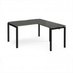 Adapt desk 1400mm x 800mm with 800mm return desk - black frame, storm grey top ER1488-K-OG
