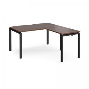 Adapt desk 1400mm x 800mm with 800mm return desk - black frame, walnut