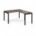 Adapt desk 1400mm x 800mm with 800mm return desk - black frame, walnut top ER1488-K-W