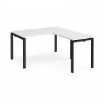 Adapt desk 1400mm x 800mm with 800mm return desk - black frame, white top ER1488-K-WH