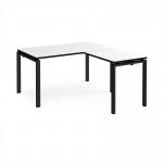 Adapt desk 1400mm x 800mm with 800mm return desk - black frame, white top, black edge ER1488-K-WK