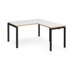 Adapt desk 1400mm x 800mm with 800mm return desk - black frame, white top with oak edge ER1488-K-WO