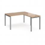 Adapt desk 1400mm x 800mm with 800mm return desk - silver frame, beech top ER1488-S-B