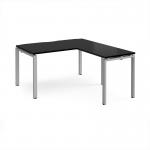 Adapt desk 1400mm x 800mm with 800mm return desk - silver frame, black top ER1488-S-BK