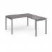 Adapt desk 1400mm x 800mm with 800mm return desk - silver frame, grey oak top ER1488-S-GO