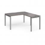 Adapt desk 1400mm x 800mm with 800mm return desk - silver frame, grey oak top ER1488-S-GO
