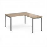 Adapt desk 1400mm x 800mm with 800mm return desk - silver frame, kendal oak top ER1488-S-KO