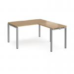 Adapt desk 1400mm x 800mm with 800mm return desk - silver frame, oak top ER1488-S-O