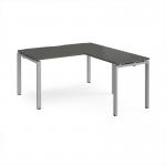 Adapt desk 1400mm x 800mm with 800mm return desk - silver frame, storm grey top ER1488-S-OG