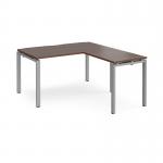 Adapt desk 1400mm x 800mm with 800mm return desk - silver frame, walnut top ER1488-S-W