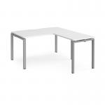 Adapt desk 1400mm x 800mm with 800mm return desk - silver frame, white top ER1488-S-WH