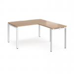 Adapt desk 1400mm x 800mm with 800mm return desk - white frame, beech top ER1488-WH-B