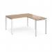 Adapt desk 1400mm x 800mm with 800mm return desk - white frame, beech top ER1488-WH-B