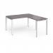 Adapt desk 1400mm x 800mm with 800mm return desk - white frame, grey oak top ER1488-WH-GO