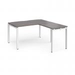 Adapt desk 1400mm x 800mm with 800mm return desk - white frame, grey oak top ER1488-WH-GO