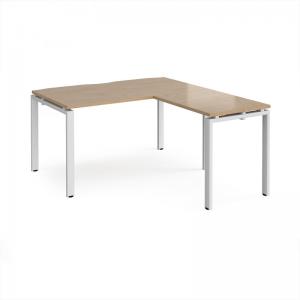 Adapt desk 1400mm x 800mm with 800mm return desk - white frame, kendal