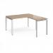 Adapt desk 1400mm x 800mm with 800mm return desk - white frame, kendal oak top ER1488-WH-KO